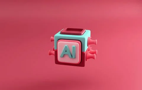 AI cube 3d render Stockillustratie