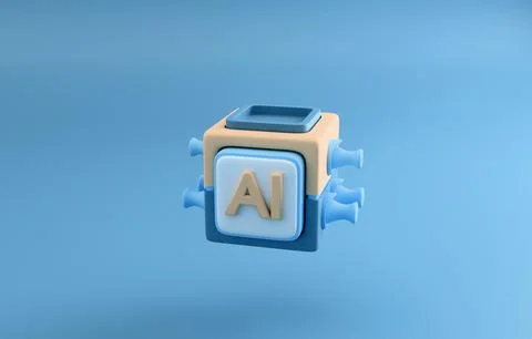 AI cube 3d render Stockillustratie