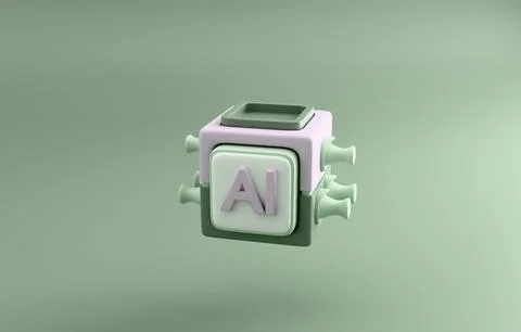 AI cube 3d render Illustrazione stock