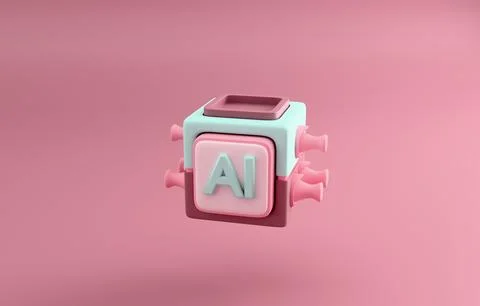 AI cube 3d render Stockillustratie