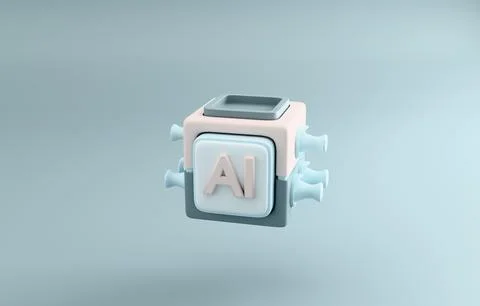 AI cube 3d render Stockillustratie