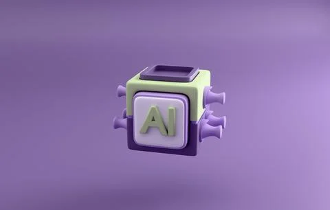 AI cube 3d render Illustrazione stock