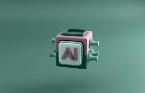 AI cube 3d render Illustrazione stock