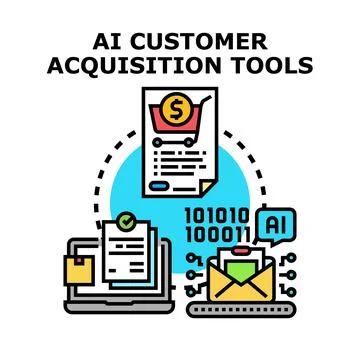 Ai customer acquisition tools and marketing automation concept Stock Illustration
