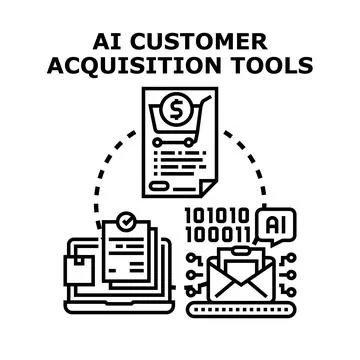 Ai customer acquisition tools and marketing automation concept Stock Illustration