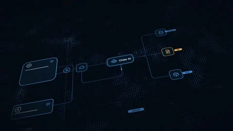 AI Customer Service Order Status Bot Animation in Blue Matrix Style Stock Footage 339301866