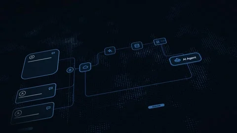 AI Customer Service RAG Streaming Live Chat in Blue Matrix Style Stock Footage 339301820