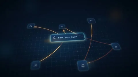 AI Customer Service Sentiment Analysis Background Data Visualization Digital Stock Footage 342591397
