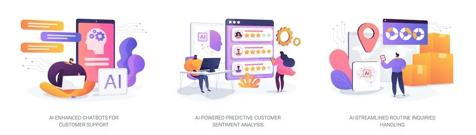 AI in Customer Support abstract concept vector illustrations. イラスト素材
