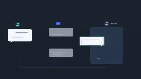 AI customer support animation, human agent reviews an AI drafted reply Stock Footage 346632684