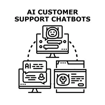 Ai customer support chatbots concept vector illustration 스톡 일러스트