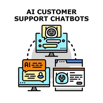 Ai customer support chatbots concept vector illustration Stock Illustration
