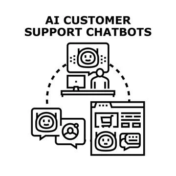 Ai customer support chatbots providing virtual online assistance Stock Illustration
