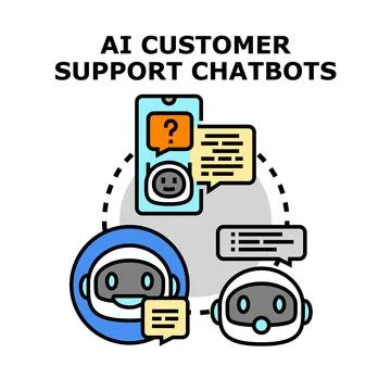 Ai customer support chatbots providing online assistance Stock Illustration