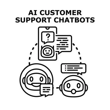 Ai customer support chatbots providing online assistance Stock Illustration