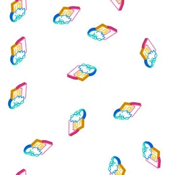 Ai customization isometric icon seamless pattern Stock Illustration