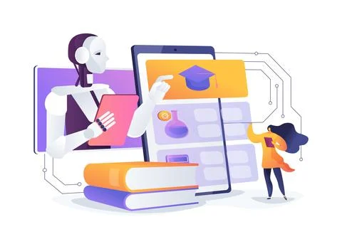 AI Customized Learning Paths abstract concept vector illustration. Illustrazione stock