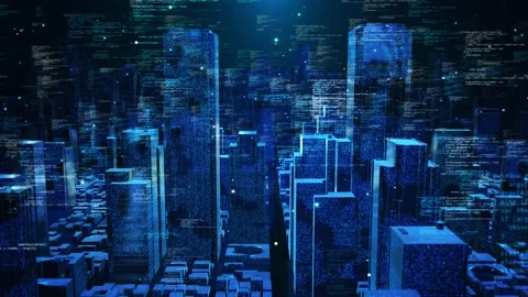 AI Cyber City with Source Code and Software Infrastructure Vídeo Stock 342612053