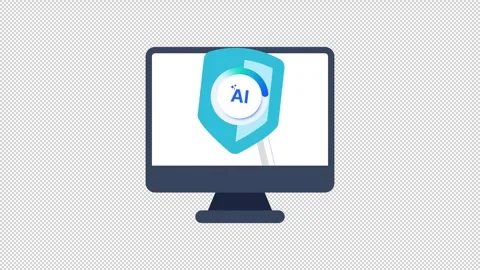 AI Cyber Security Shield Icon Stock Footage 341889015