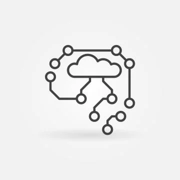 AI Cyberbrain outline icon - vector brain concept line sign イラスト素材