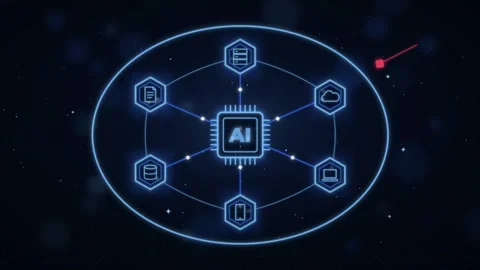 AI Cybersecurity Network Animation Shield Protection Animation Futuristic Stock Footage 347283538