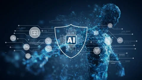 AI Cybersecurity Shield Protecting Digital Systems, Data and Cloud Networks Stock Footage 337231289