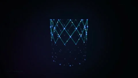 AI Cylindrical Neural Network Glowing Loop Animation 4k Видео 338166555