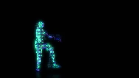 AI Dancer model mader of data Loop 4K Stock Footage 300807597