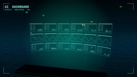 Ai dashboard curved control wall Stock-Footage 339994488