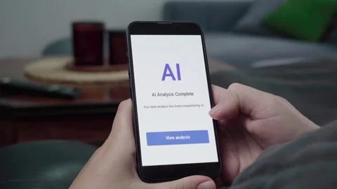 AI Data Analysis Complete Notification on Smartphone in Living Room Stock Footage 343973939