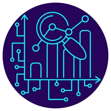 AI Data analysis icon. Vector pictogram with thin lines Stock Illustration