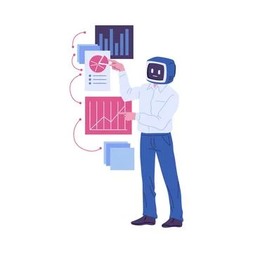 AI data analysis vector illustration 스톡 일러스트