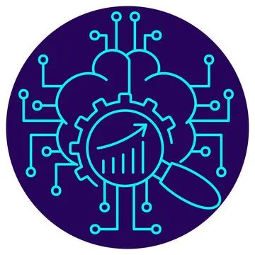 AI Data Analytics and Optimization icon. Vector thin line illustration Stock Illustration