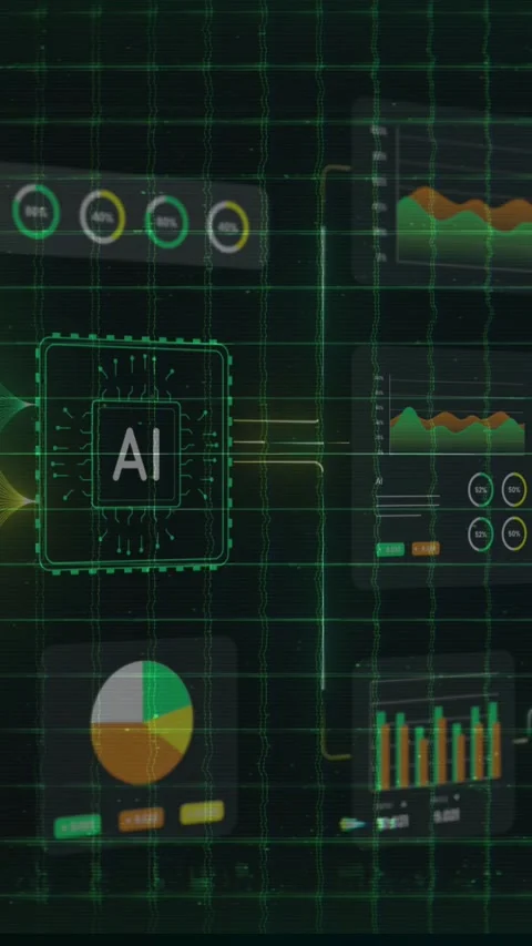 AI Data Analytics Dashboard With Financial Charts And Graphs On Digital Screen Vídeos de archivo 336042621