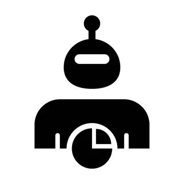 AI Data Analytics Pie Chart Robot Icon, avatar with pie chart symbol repres.. Stock Illustration