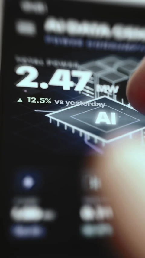 AI Data Center Capacity Planning Screen with Interactive Data Stock Footage 340560627