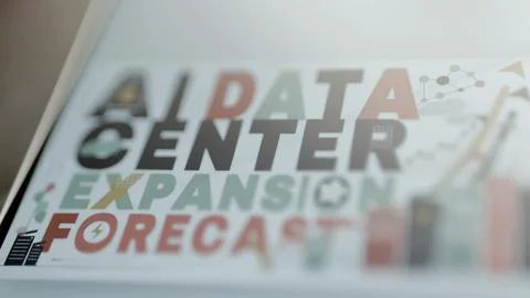 AI data center forecast typography on display Foto stock