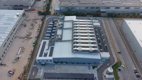 AI Data Center Infrastructure Expansion Seen From Above Stock Footage 342152976