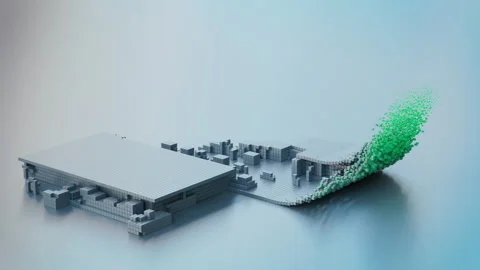 AI Data Centers Building Vizualization. Server Scaling - Expanding Stock Footage 323250384