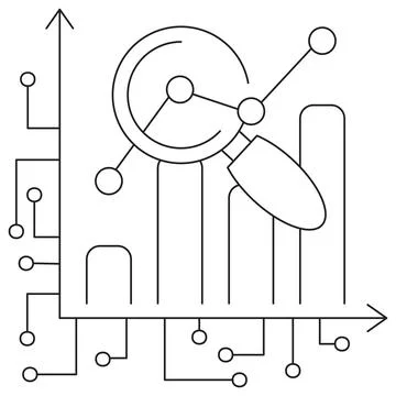 AI Data Chart icon. Simple outline black vector pictogram with thin lines イラスト素材