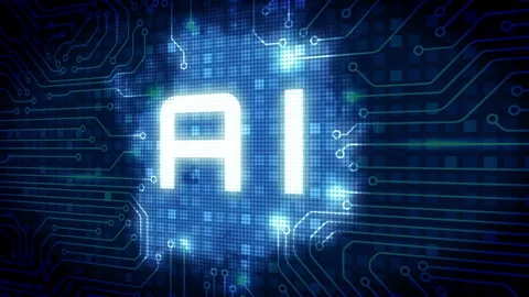 AI data with circuit board technology data processing system 4K motion Stock Footage 301791602
