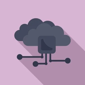 Ai data cloud icon, flat style Stockillustratie