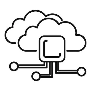 Ai data cloud icon, outline style Stock Illustration