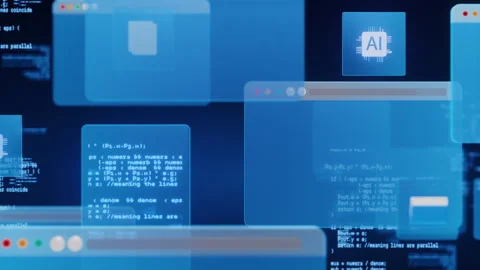 Ai data code interface digital folder software development system ui platfor Stock Footage 318236312