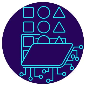 AI Data Collection icon. Vector pictogram with thin lines Illustrazione stock