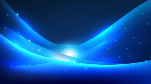 AI Data Flow Technology Background with Glowing Blue Neon Waves. Illustrazione stock