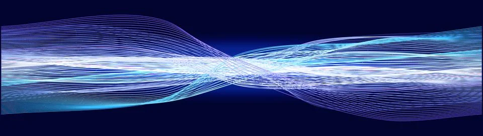 AI Data Flow Wavy Digital Lines Neural Network Datum Fiber, Sound Wave Stock Illustration