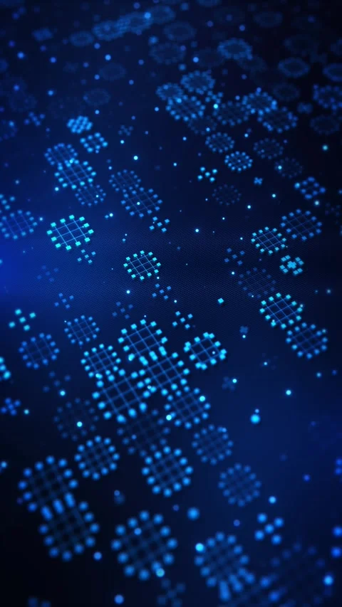 AI Data Grid with Glowing Digital Blocks and Network Particles 스톡 동영상 342623869