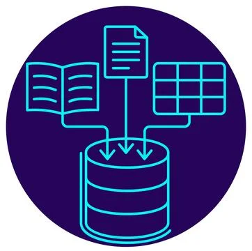 AI Data Ingestion icon. Vector thin line illustration Illustrazione stock