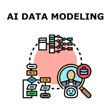 Ai data modeling analyzing business process optimization Stock Illustration